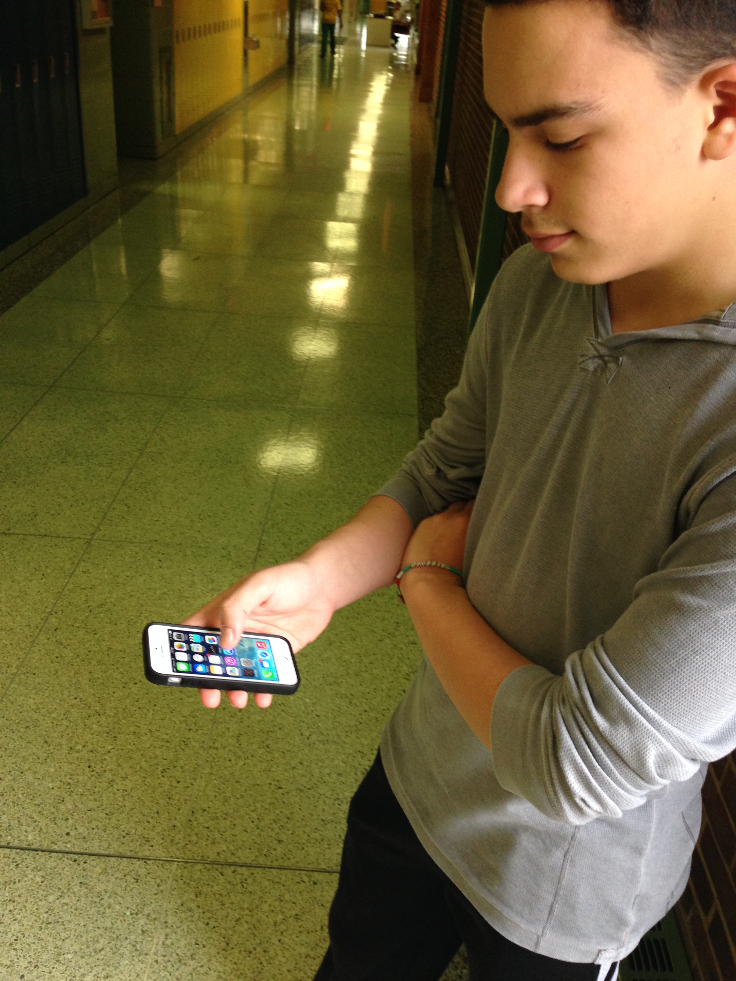 Student using iPhone